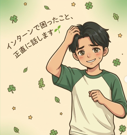 投稿「インターンで困ったこと、正直に話します」のイラスト
